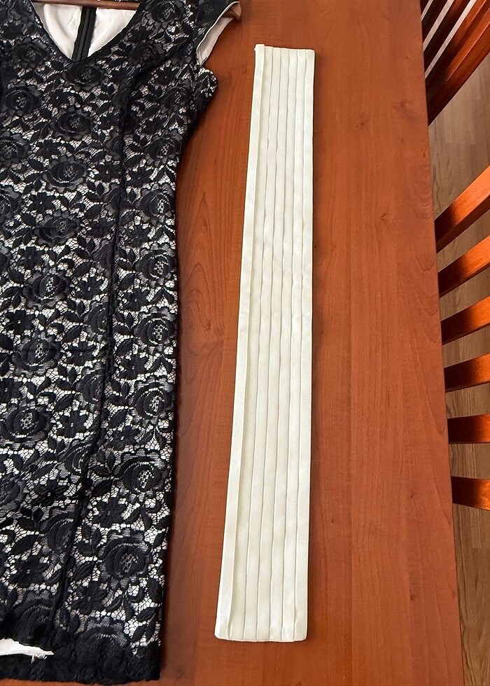 Abiye Siyah Dantelli Mini Elbise - Görsel 4