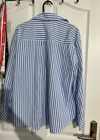 Zara Düğmeli Mavi Çizgili Kadın Gömlek - Görsel 2