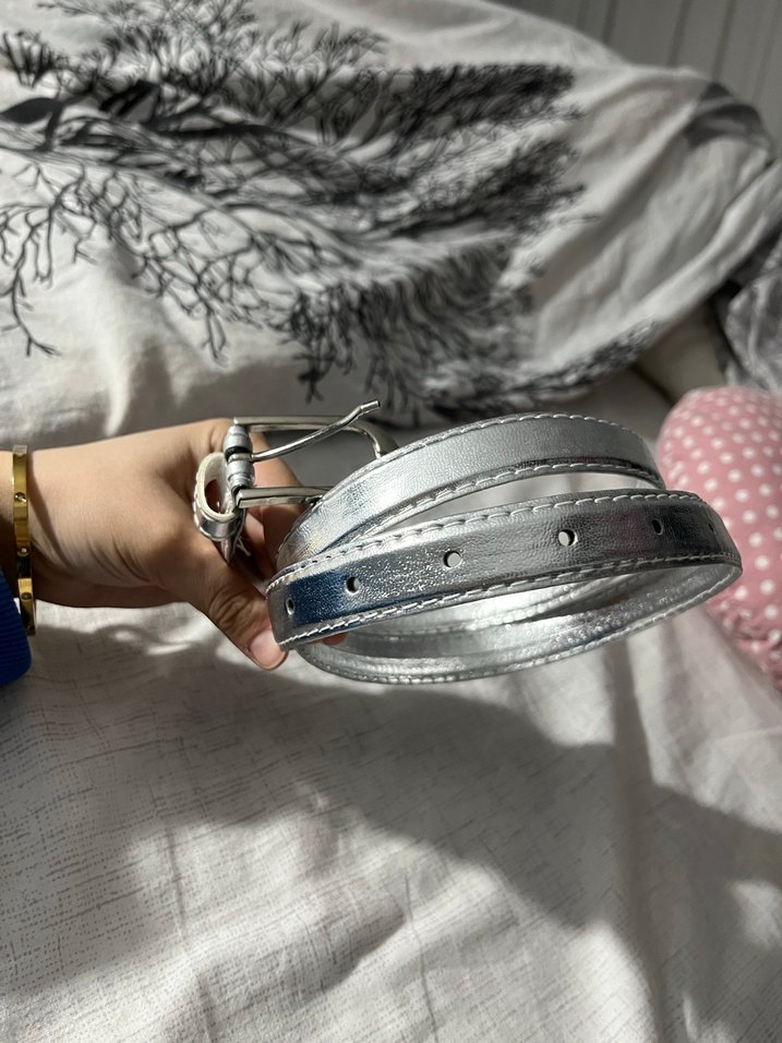 Gri Metal Tokalı Kadın Kemer - Görsel 2