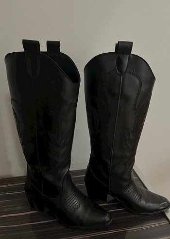 Kovboy siyah deri çizme - Görsel 3