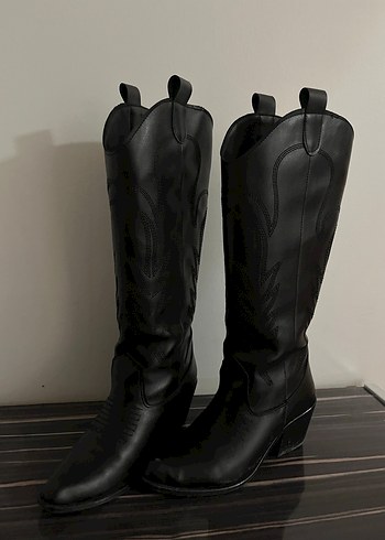 Kovboy siyah deri çizme - Görsel 2
