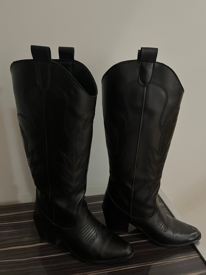 Kovboy siyah deri çizme - Görsel 3