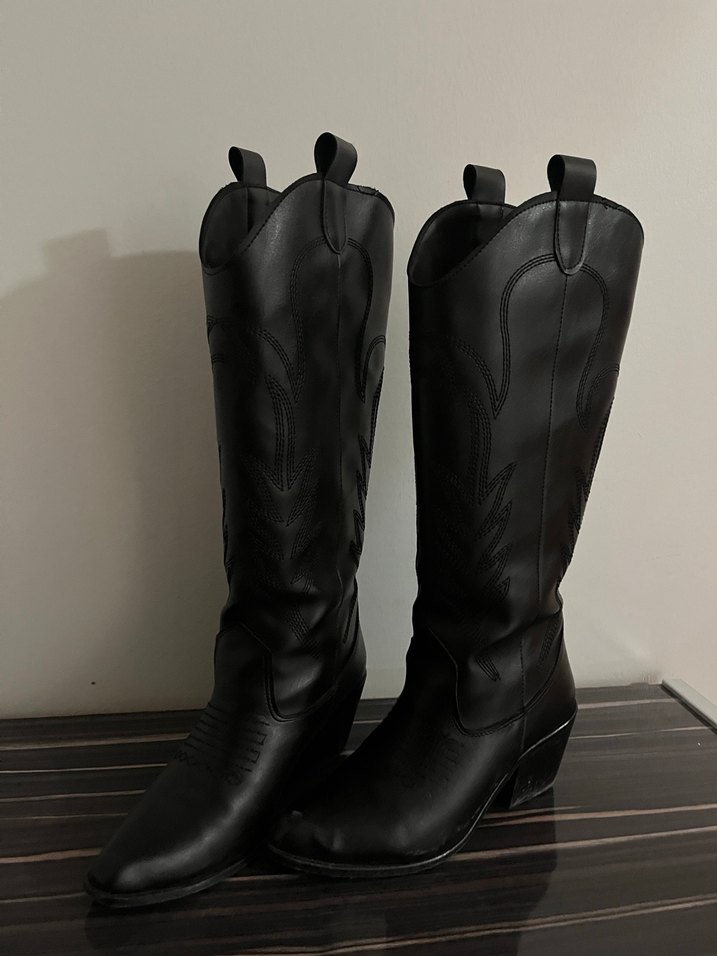 Kovboy siyah deri çizme - Görsel 2
