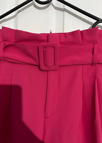 Pembe Kemerli Koyu Pembe Kadın Kumaş Pantolon - Görsel 2