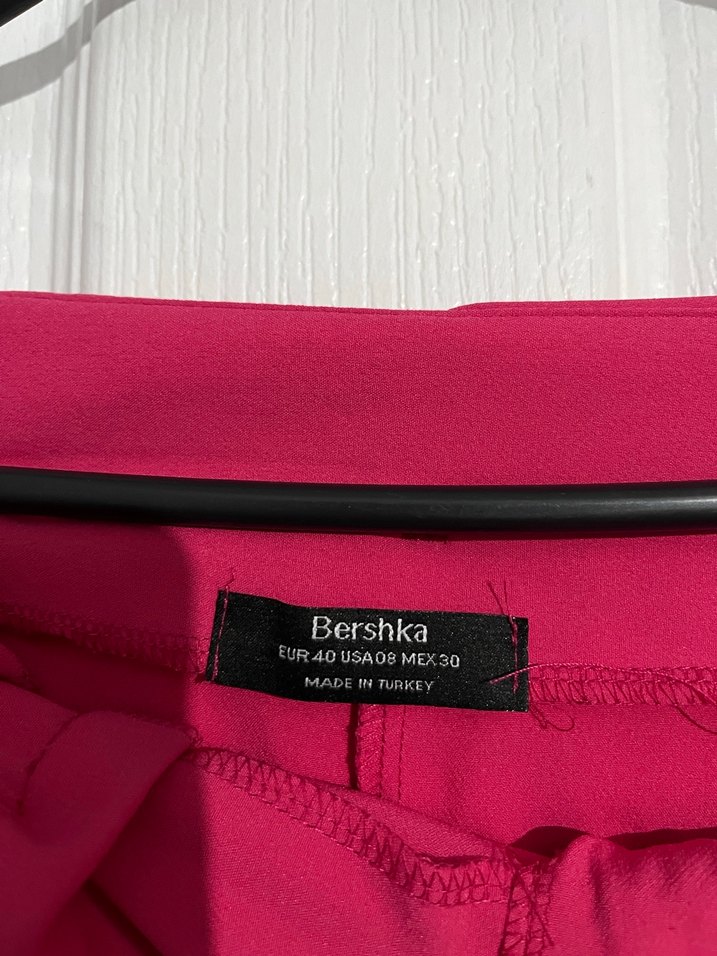 Pembe Kemerli Koyu Pembe Kadın Kumaş Pantolon - Görsel 3