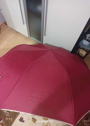 Bordo Piliseli Kadın Şemsiye sevgililer şemsiyesi - Görsel 3