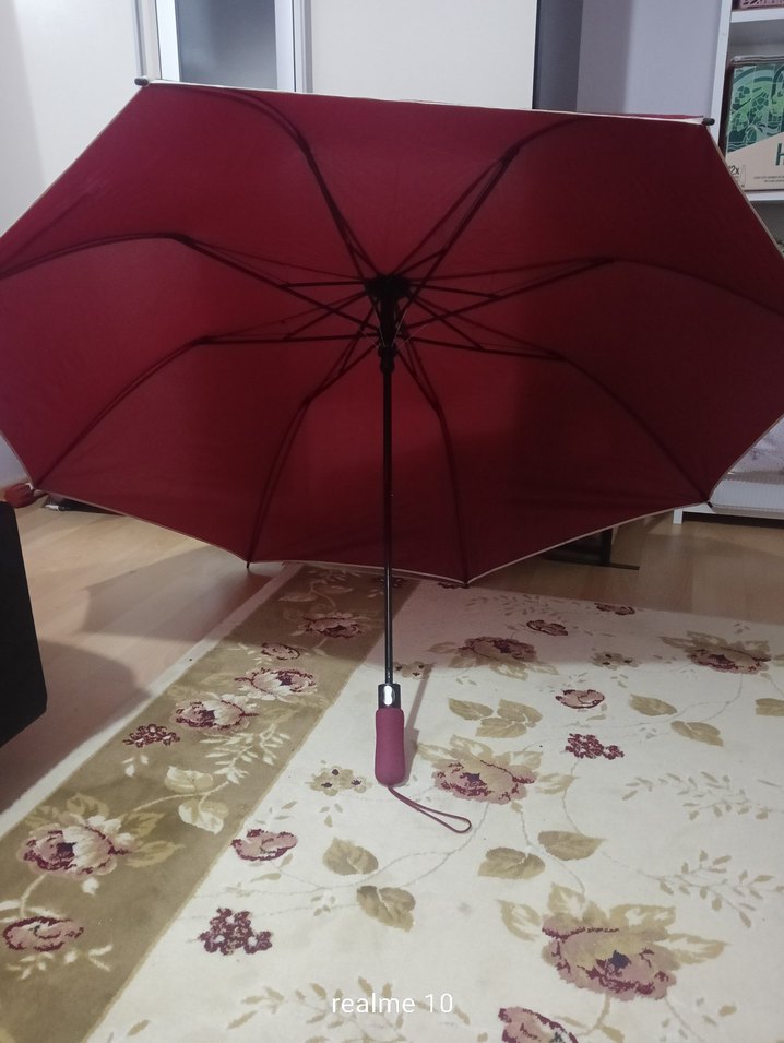 Bordo Piliseli Kadın Şemsiye sevgililer şemsiyesi - Görsel 4