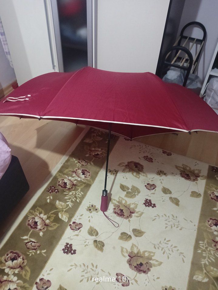 Bordo Piliseli Kadın Şemsiye sevgililer şemsiyesi - Görsel 2