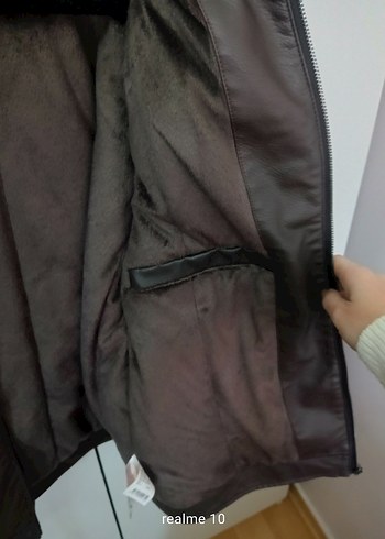 Kahverengi Fermuarlı Erkek Deri Biker Ceket - Görsel 5