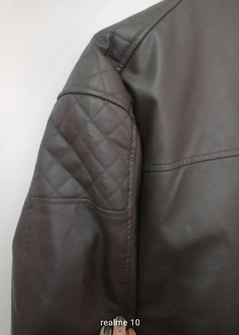 Kahverengi Fermuarlı Erkek Deri Biker Ceket - Görsel 7