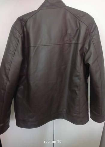 Kahverengi Fermuarlı Erkek Deri Biker Ceket - Görsel 6