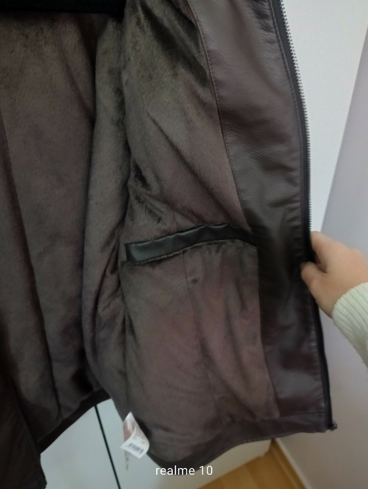 Kahverengi Fermuarlı Erkek Deri Biker Ceket - Görsel 5