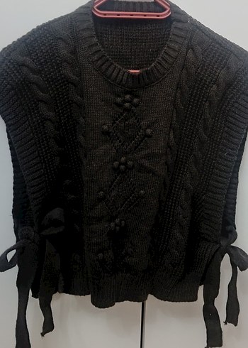 Siyah Örgü Kadın Süveter Yüksek Yaka - Görsel 2