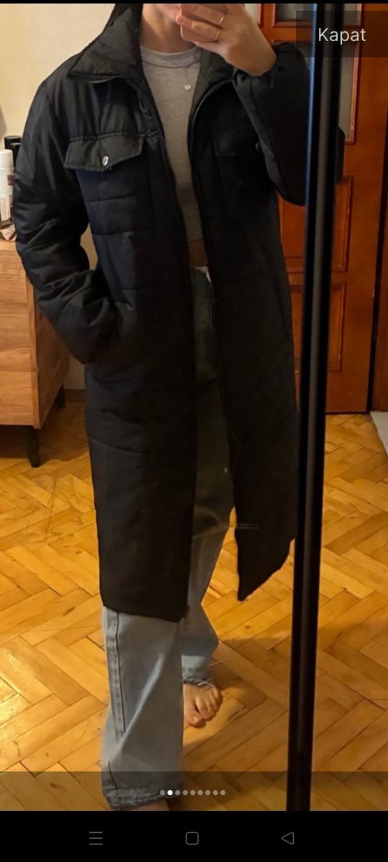 Siyah, Kemerli, Uzun Kadın Kışlık Mont - Görsel 2