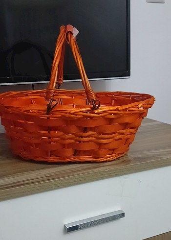 Turuncu Renkli Hasır Sepet - Görsel 3