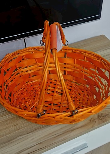 Turuncu Renkli Hasır Sepet - Görsel 2