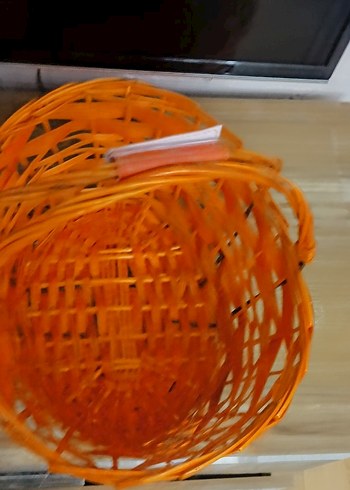 Turuncu Renkli Hasır Sepet - Görsel 4