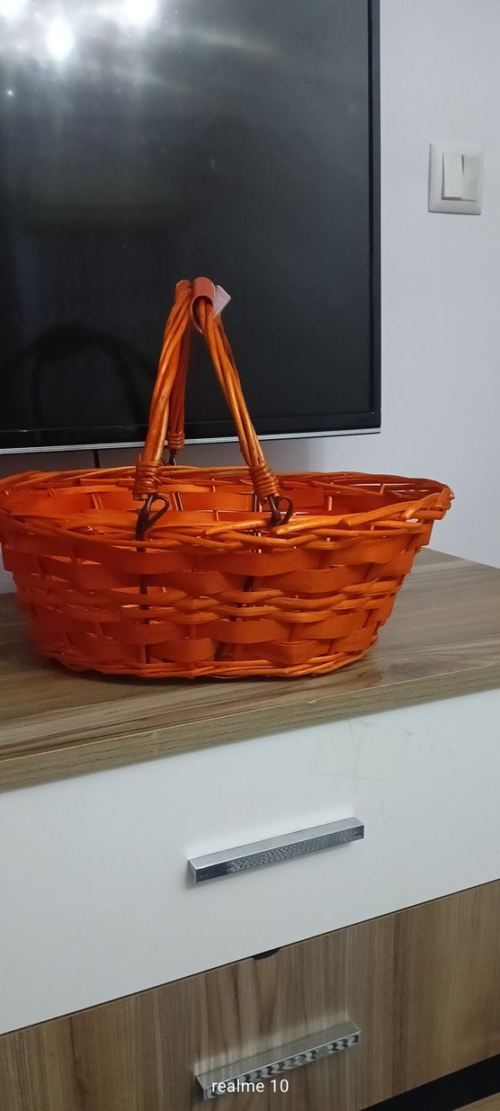 Turuncu Renkli Hasır Sepet - Görsel 3