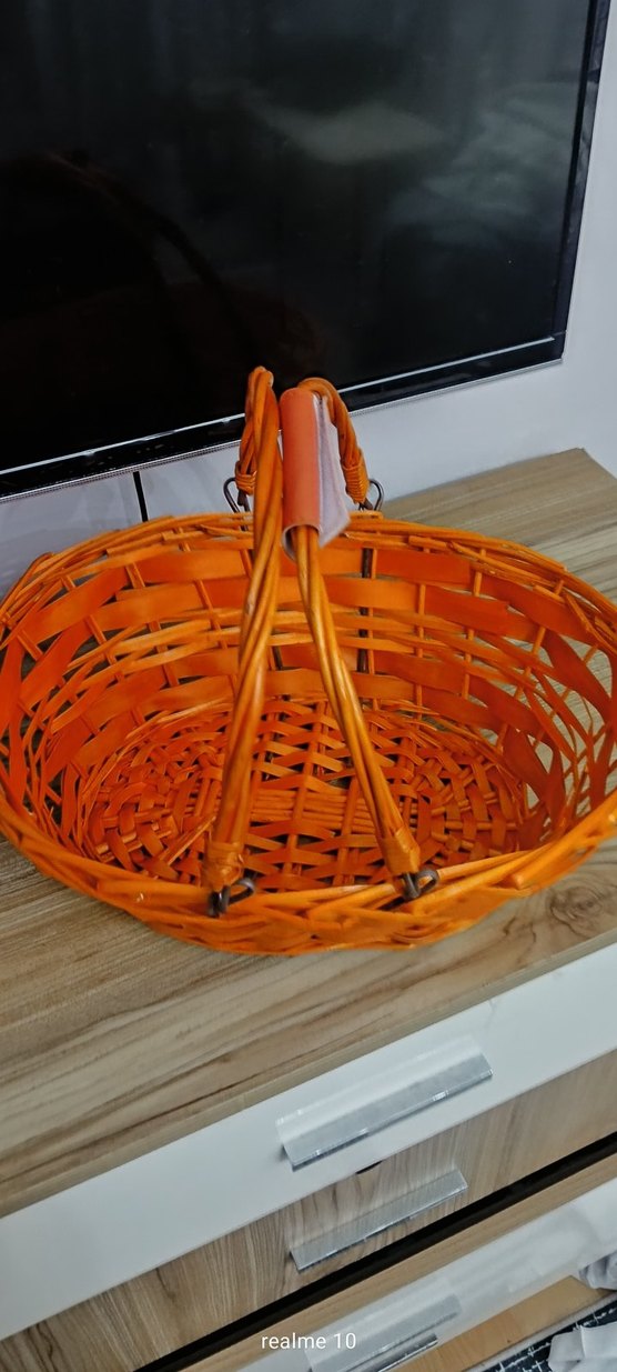 Turuncu Renkli Hasır Sepet - Görsel 2
