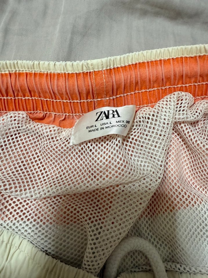 Zara Turuncu Çizgili Erkek Yüzme Şortu - Görsel 2