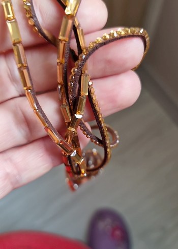 suni deri,  taşlı  Bohem Bileklik ,ikili fiyattır - Görsel 5