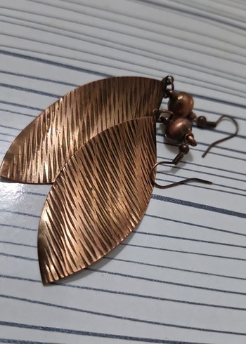 Bakır rengi yaprak modeli   küpe - Görsel 6