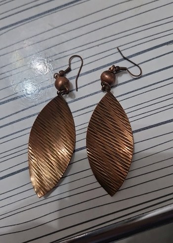 Bakır rengi yaprak modeli   küpe - Görsel 7