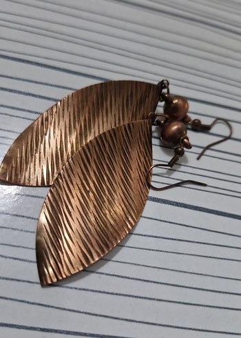 Bakır rengi yaprak modeli   küpe - Görsel 5