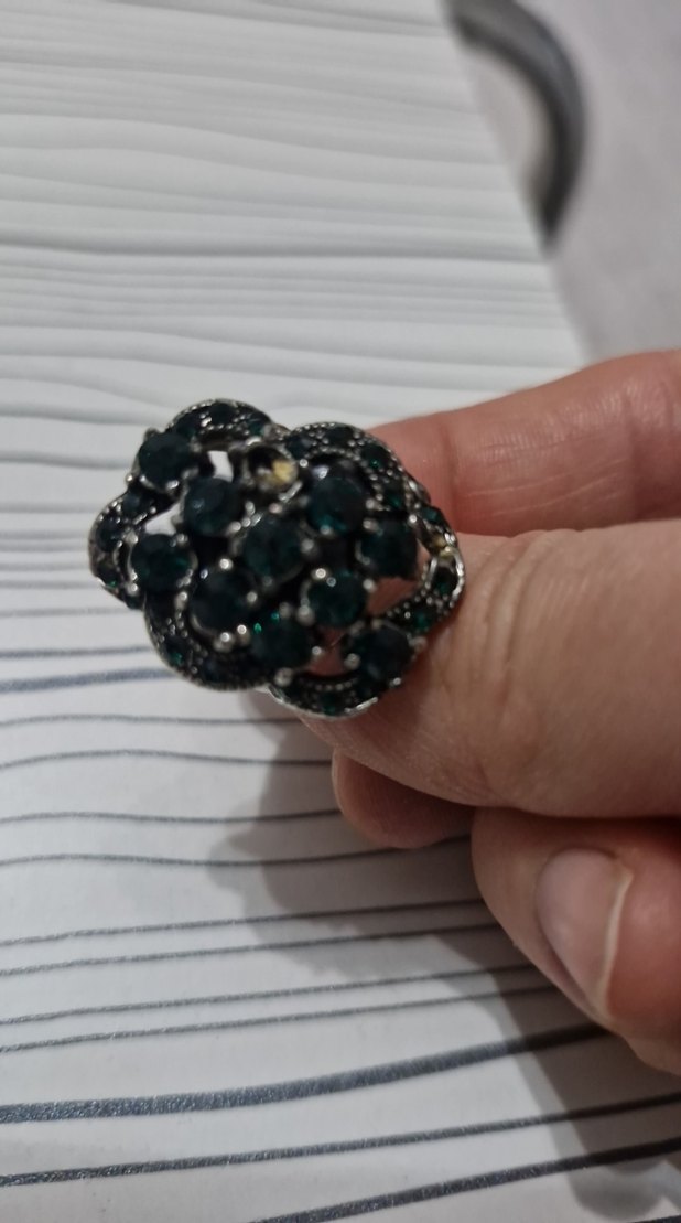 Zümrüt Yeşili Taşlı Ayarlanabilir Kadın yüzüğü - Görsel 3