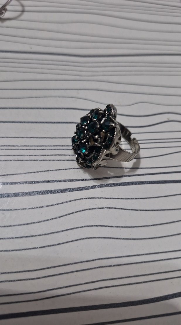 Zümrüt Yeşili Taşlı Ayarlanabilir Kadın yüzüğü - Görsel 2