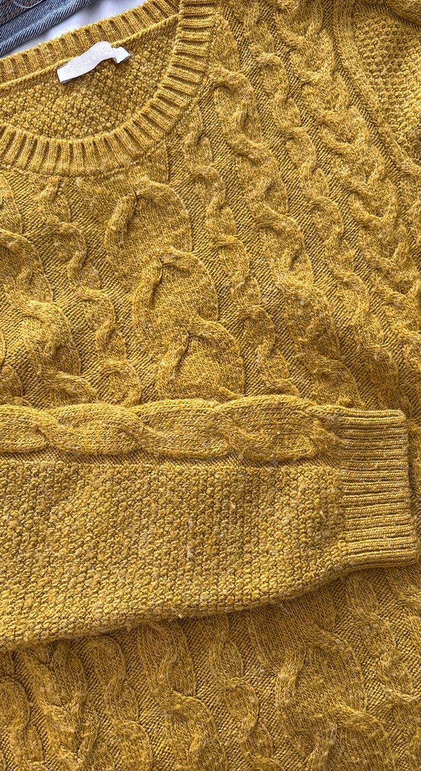 Sarı Örgü Kadın Kazak - Görsel 3