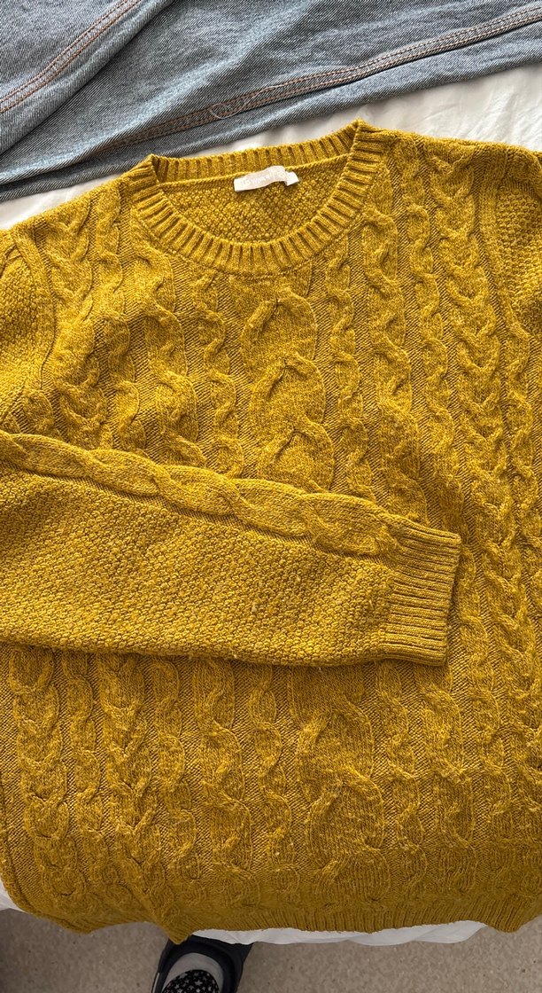 Sarı Örgü Kadın Kazak - Görsel 2