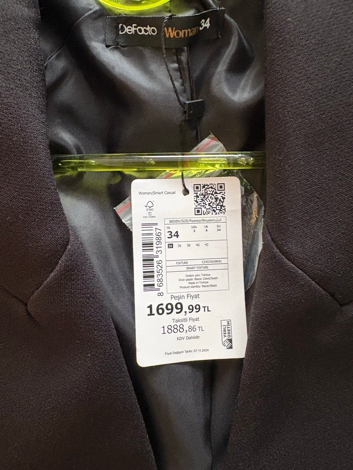 Düğmeli Siyah Kadın Blazer Ceket - Görsel 2