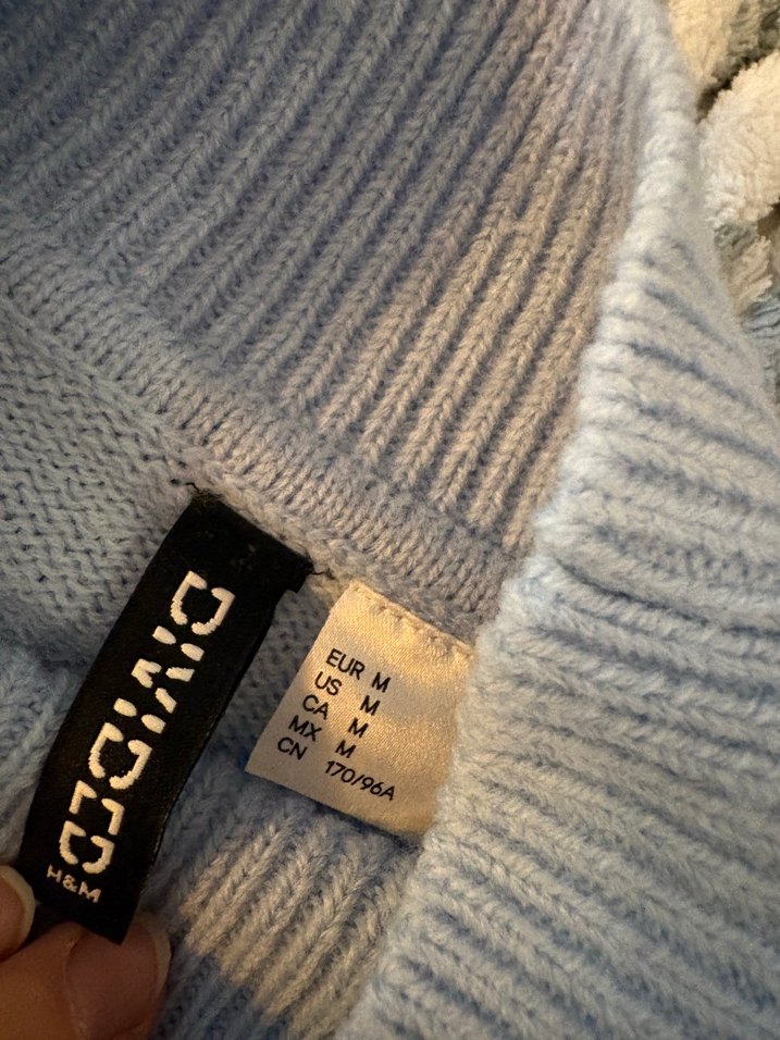 Bebek Mavisi Kelebek desenli Kısa Kazak - Görsel 3