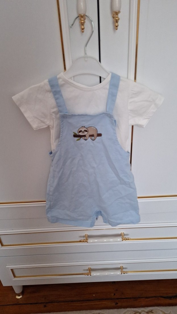 Mavi Kısa Kollu Bebek Hastane Tulumu - Görsel 2