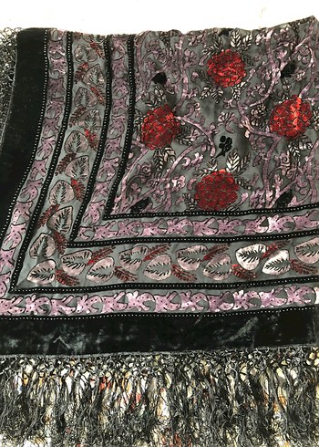 Bordo Bohem Etnik Desenli Kadın Şal
