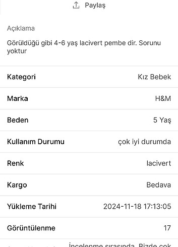 5 Yaş Beden H&M triko takim