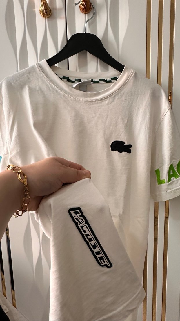 Lacoste Beyaz Pamuklu Oversize Tişört - Görsel 2