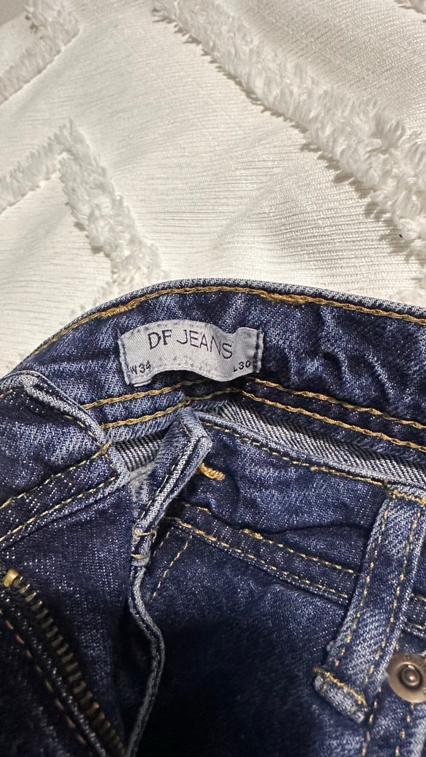 Düğmeli Koyu Mavi Rahat Kesim erkek Kot Pantolon - Görsel 2