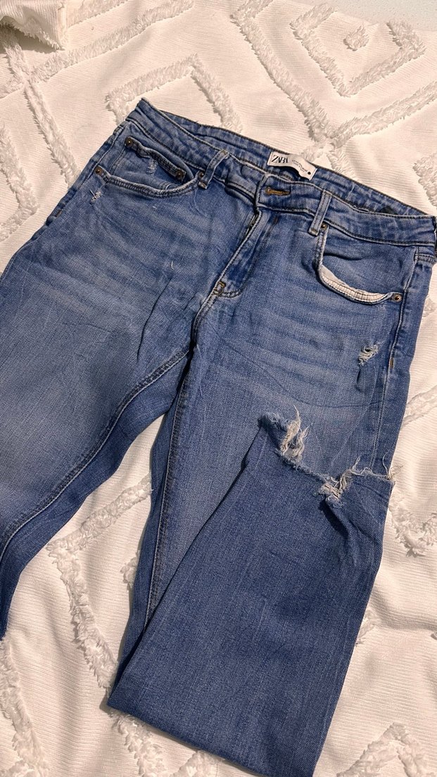Mavi denim Rahat Kesim Kot Pantolon - Görsel 3