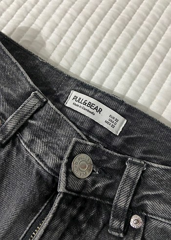 Pull and Bear Düğmeli Gri Kadın Denim Pantolon