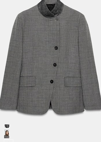 Zara Gri Melanj Klasik Blazer Ceket