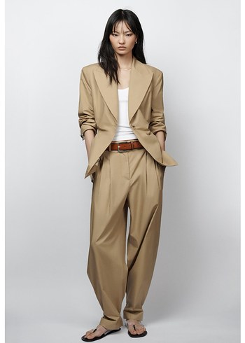 Zara Bej Tek Dugmeli Blazer Ceket