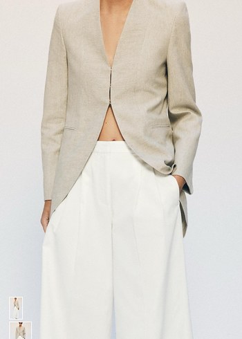 Zara Bej V Yaka Minimal Blazer