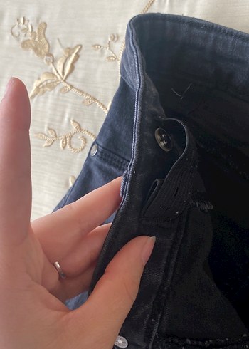 siyah çocuk  Bol Kesim Kot Pantolon - Görsel 4