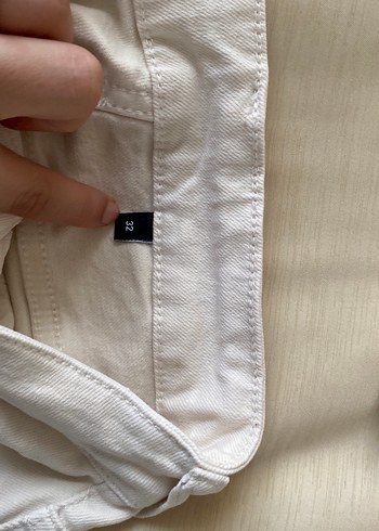 ekru yüksek bel wide leg pantolon - Görsel 3