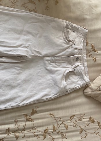 ekru yüksek bel wide leg pantolon - Görsel 2