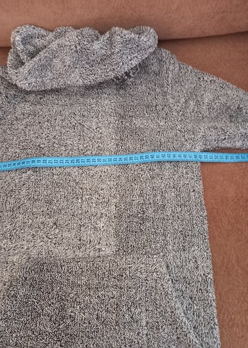 m Beden Gri Kapüşonlu unisex peluş sweatshirt