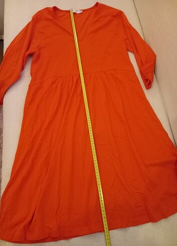 l Beden turuncu Renk Mango penye yazlık elbise