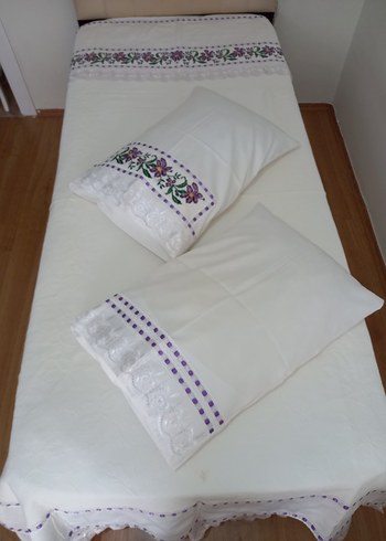 Kanaviçe işlemeli Pike takımı - Görsel 7